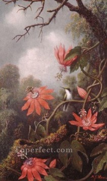 Heade Painting - Hummingbird And Passionflowers Martin Johnson Heade floral